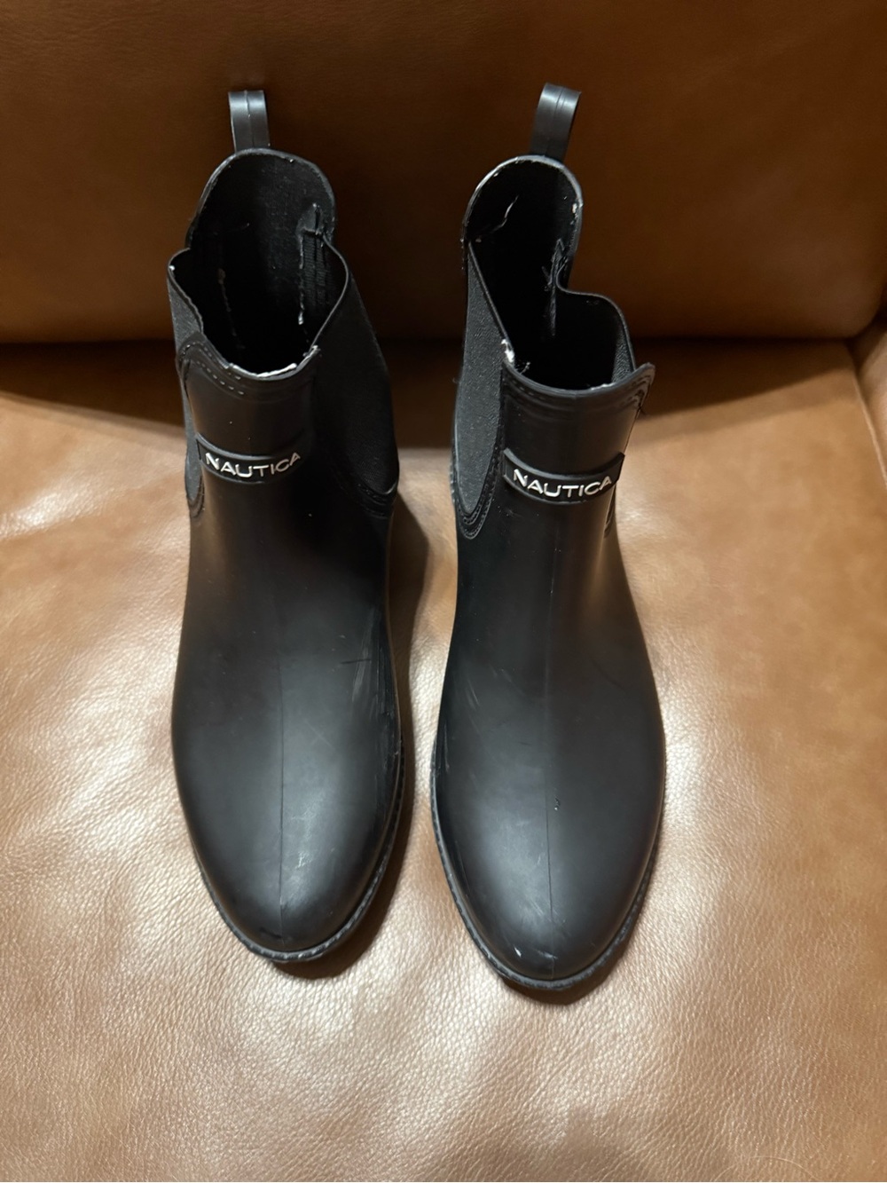 Nautica Black Chelsea-Style Ankle Rain Booties
